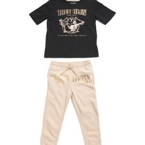 True Religion Black and Beige Graphic Set